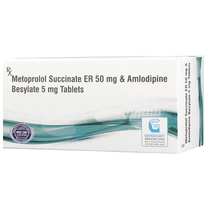 Genericart Amlodipine Besylate+Metoprolol Succinate 5mg/50mg Tablet ER - Classic Derma