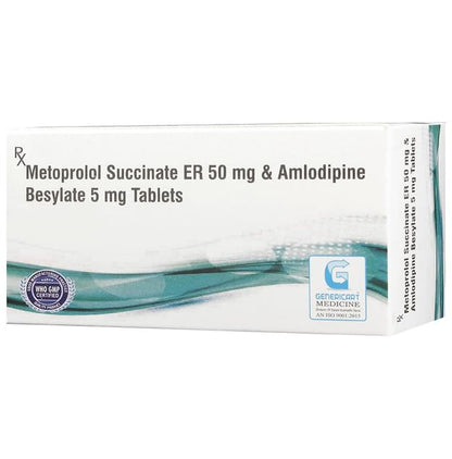 Genericart Amlodipine Besylate+Metoprolol Succinate 5mg/50mg Tablet ER - Classic Derma