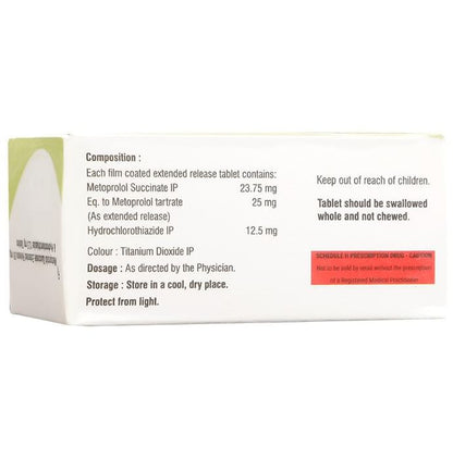 Genericart Metoprolol Succinate+Hydrochlorothiazide 25mg /12.5mg Tablet ER