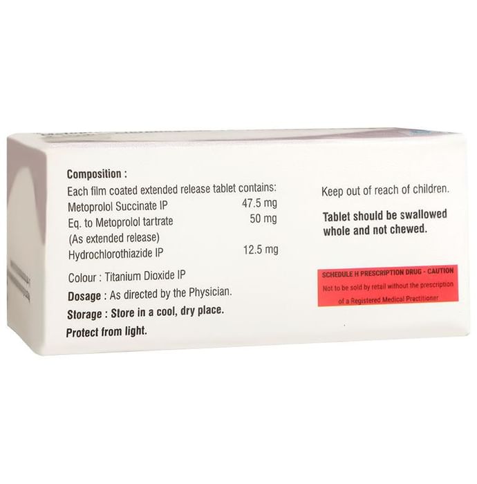 Genericart Metoprolol Succinate+Hydrochlorothiazide 50mg/12.5mg Tablet ER