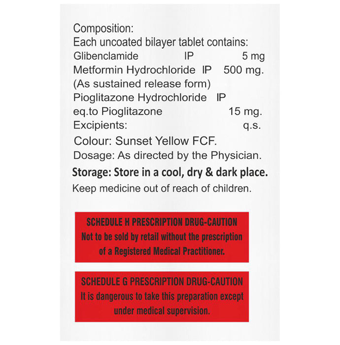 Glibcla MP 5mg/500mg/15mg Tablet