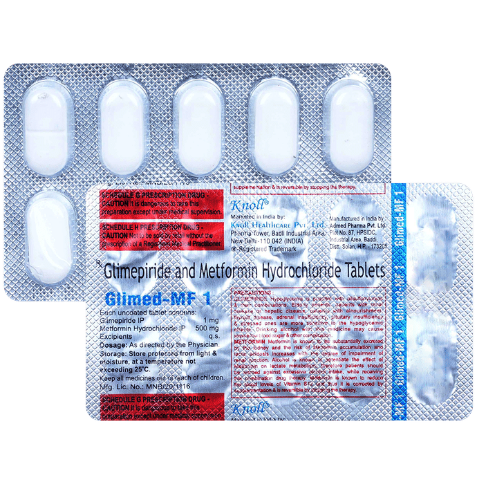 Glimed MF 1mg/500mg Tablet - Classic Derma