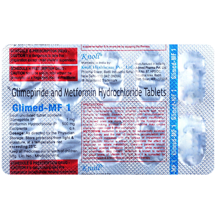 Glimed MF 1mg/500mg Tablet