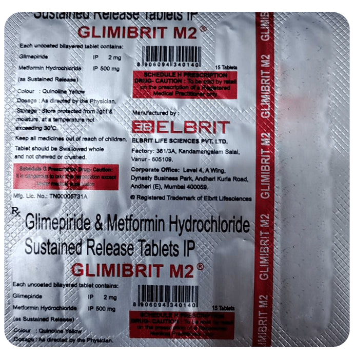 Glimibrit M 2mg/500mg Tablet SR - Classic Derma