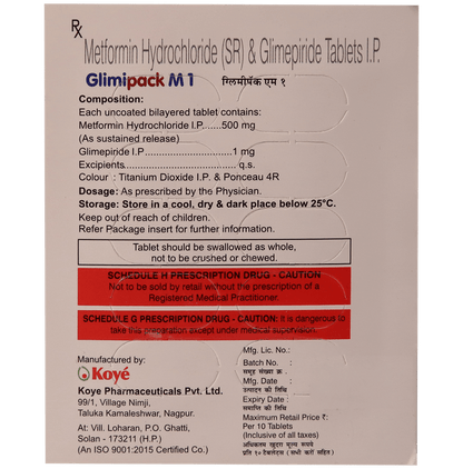 Glimipack M 1mg/500mg Tablet