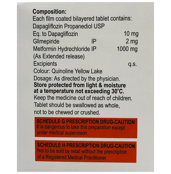 Glimisave DM 10mg/2mg/1000mg Tablet