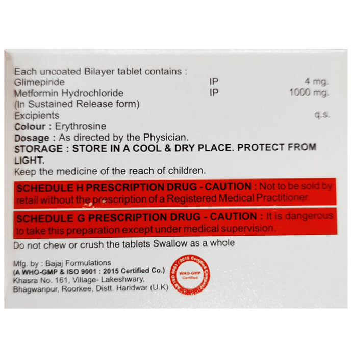Glimitoss M Forte 4mg/1000mg Tablet SR
