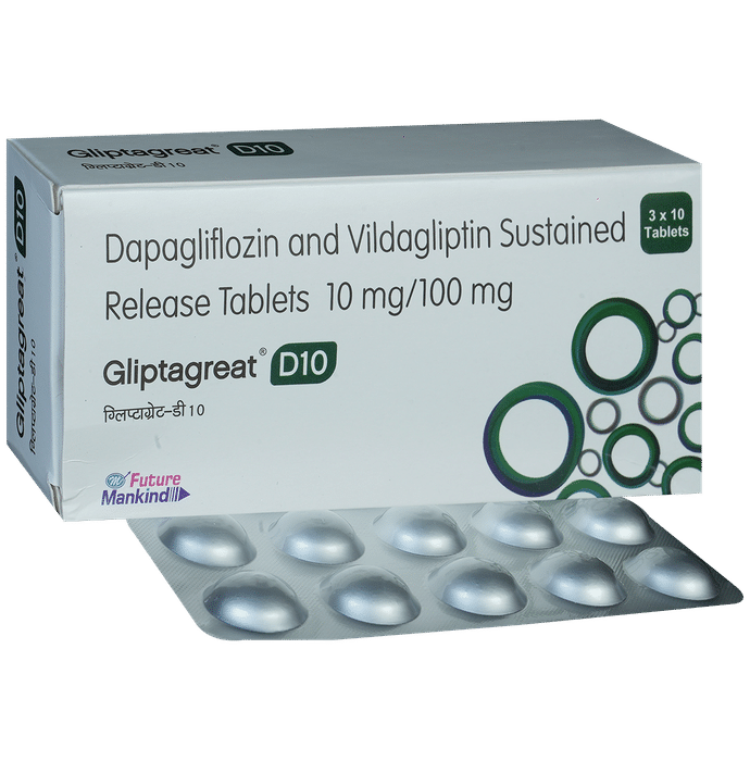 Gliptagreat D 10mg/100mg Tablet - Classic Derma