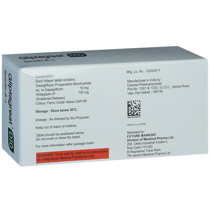 Gliptagreat D 10mg/100mg Tablet