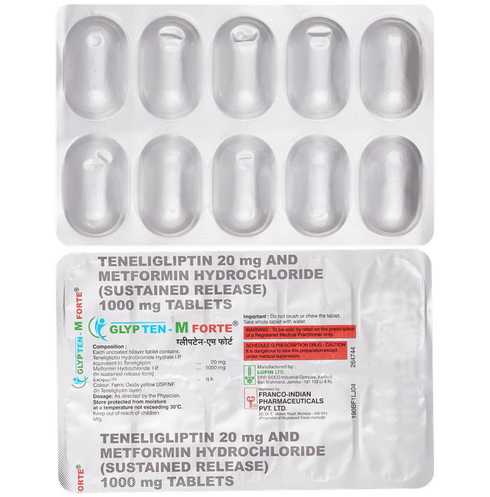 Glypten-M Forte 1000mg/20mg Tablet - Classic Derma