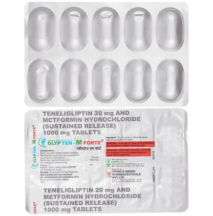 Glypten-M Forte 1000mg/20mg Tablet - Classic Derma