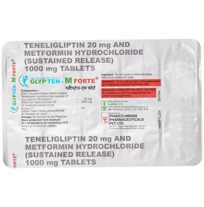 Glypten-M Forte 1000mg/20mg Tablet