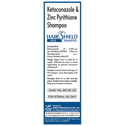 Hair Shield Blue Medicated Dandruff Treatment Shampoo with Neem Comb