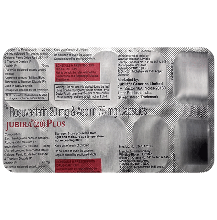 Jubira Plus 20mg/75mg Capsule - Classic Derma