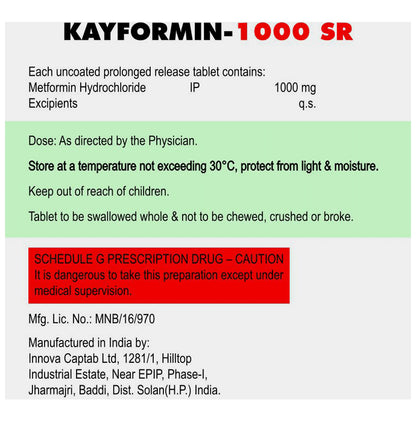 Kayformin 1000 SR Tablet