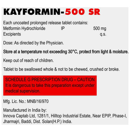 Kayformin 500 SR Tablet