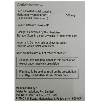 Metfortal SR 500 Tablet