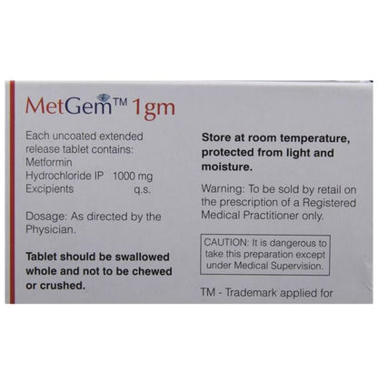 Metgem 1gm Tablet ER