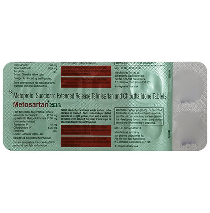 Metosartan CH 6.25mg/50mg/40mg Tablet ER - Classic Derma