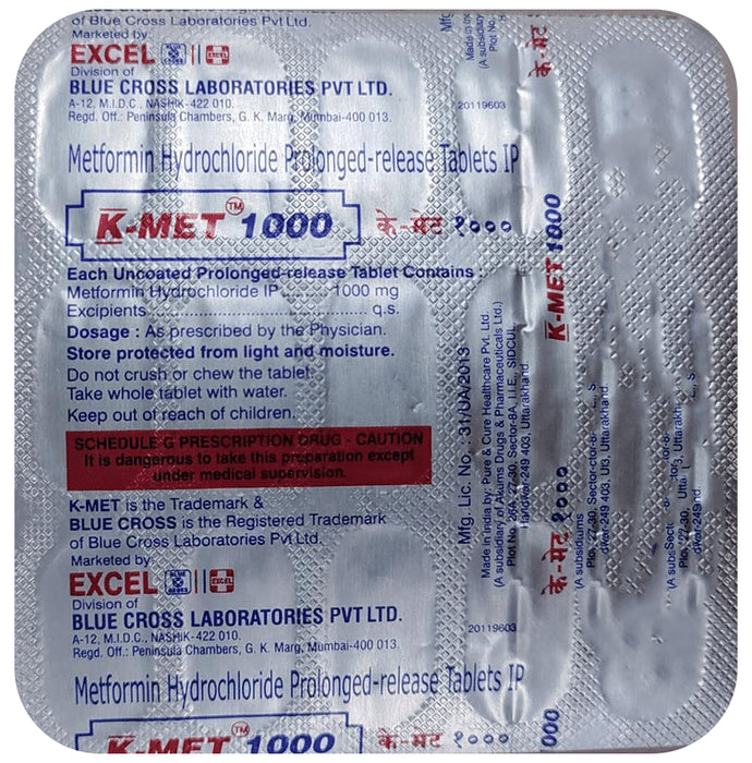K-Met 1000mg Tablet PR - Classic Derma