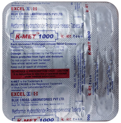 K-Met 1000mg Tablet PR - Classic Derma