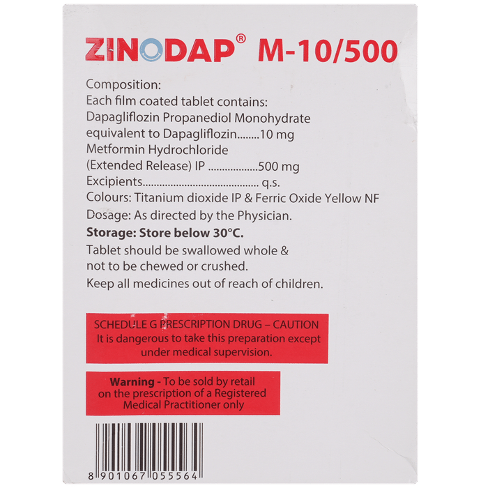 Zinodap M 10mg/500mg Tablet ER