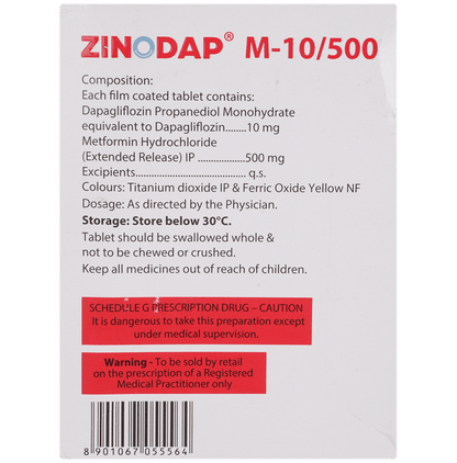 Zinodap M 10mg/500mg Tablet ER