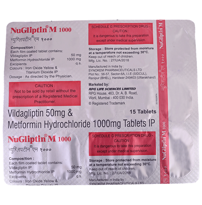 Nugliptin M 1000mg/50mg Tablet