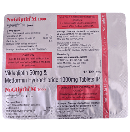 Nugliptin M 1000mg/50mg Tablet
