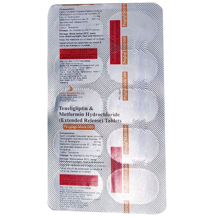 Priglip M 500mg/20mg Tablet - Classic Derma