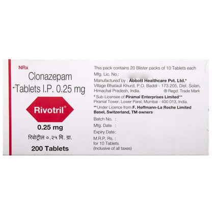 Rivotril 0.25mg Tablet
