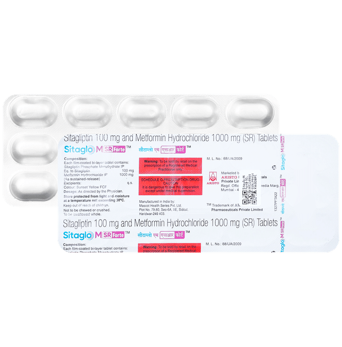 Sitaglo M Forte 100mg/1000mg Tablet SR - Classic Derma