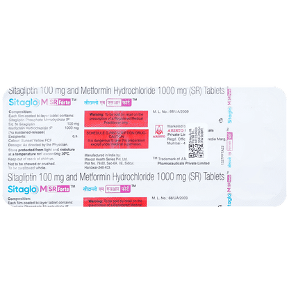 Sitaglo M Forte 100mg/1000mg Tablet SR