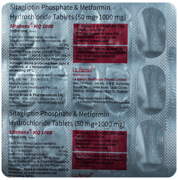 Sitahenz MQ 50mg/1000mg Tablet