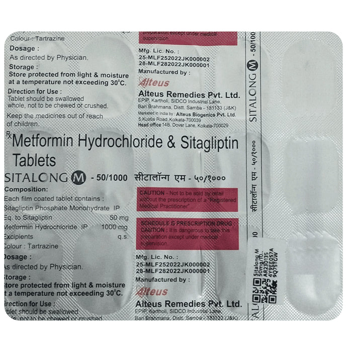 Sitalong M 50mg/1000mg Tablet - Classic Derma