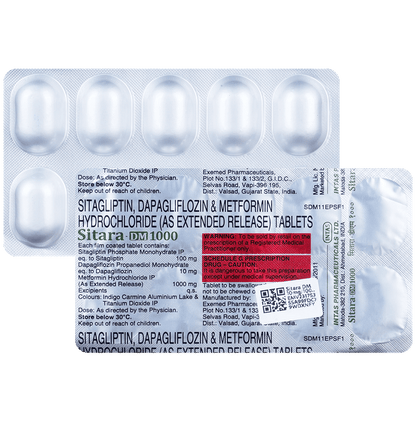 Sitara DM 10mg/1000mg/100mg Tablet - Classic Derma