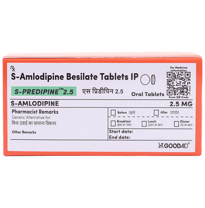 S-Predipine 2.5 Tablet - Classic Derma
