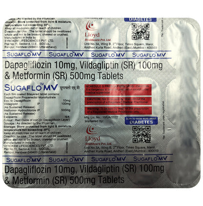 Sugaflo MV 10mg/500mg/100mg Tablet - Classic Derma