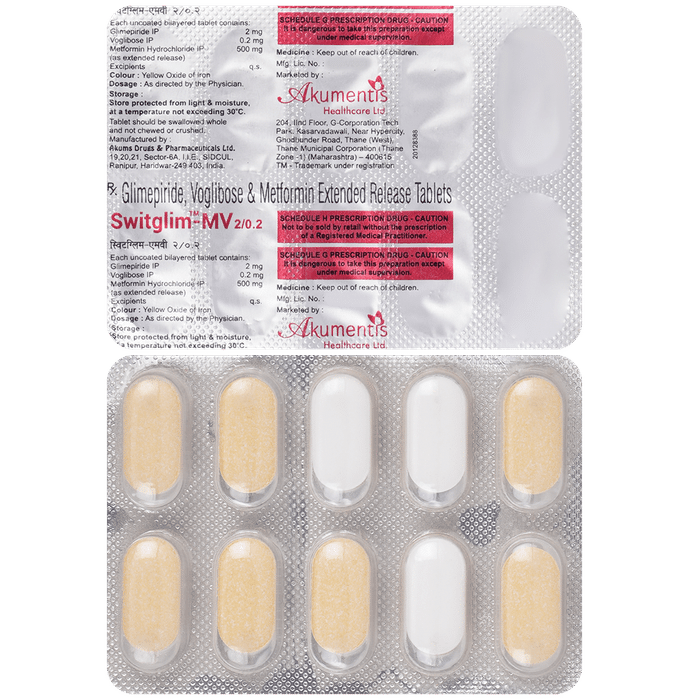 Switglim-MV 2mg/500mg/0.2mg Tablet ER - Classic Derma
