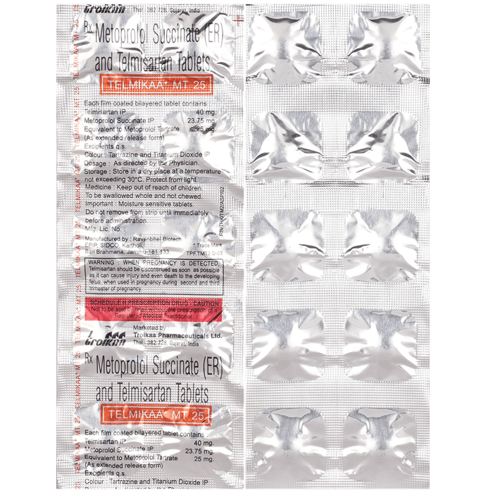 Telmikaa MT 25 Tablet ER - Classic Derma