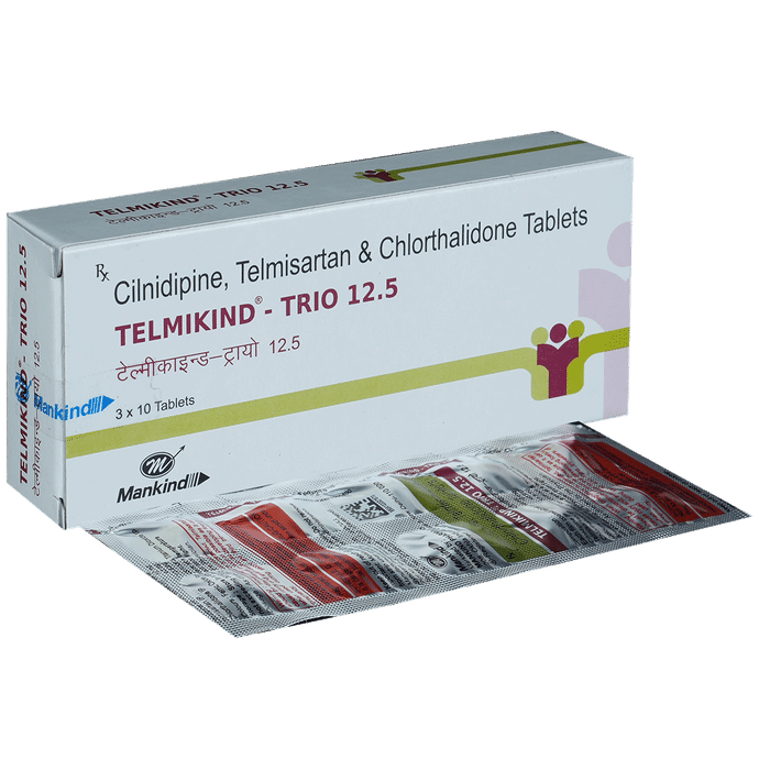 Telmikind Trio 40mg/10mg/12.5mg Tablet - Classic Derma