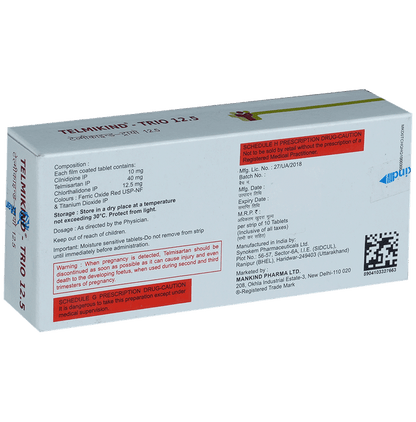 Telmikind Trio 40mg/10mg/12.5mg Tablet