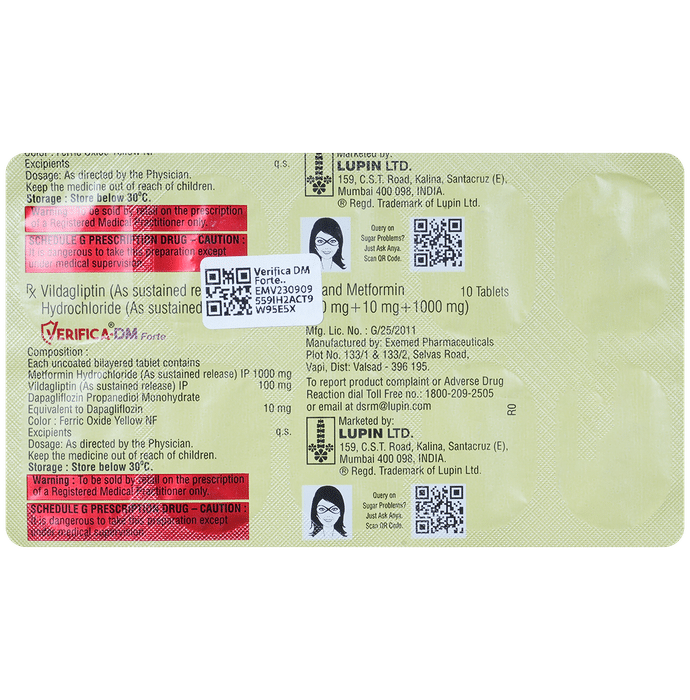 Buy Verifica DM Forte 10mg/1000mg/100mg Tablet SR Online | Classic ...