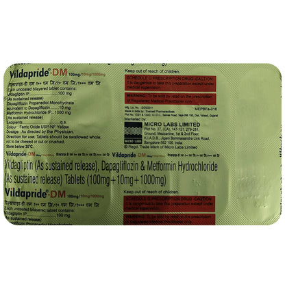 Vildapride DM 10mg/1000mg/100mg Tablet SR