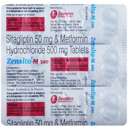 Zensita M 50mg/500mg Tablet
