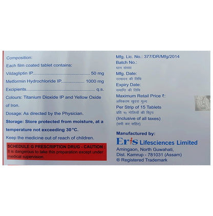 Zomelis Met 50mg/1000mg Tablet